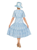 V-neck Cotton Blend A-line Tiered Eyelet Dress