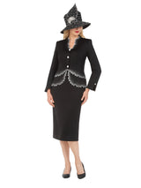 Black&White Crystal Zigzag Premium Scuba 2pc Suit
