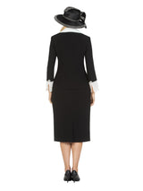 2pc Dbl Breasted Skt Suit w/ Organza Collar&Cuff