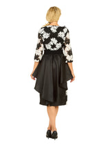 Two-Tone Lace Midi Dress w/ Rfl Peplum&Belt-Plus