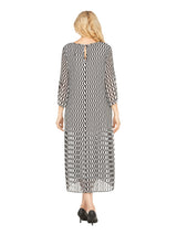 Art Deco Print Pleated Dress in Chiffon
