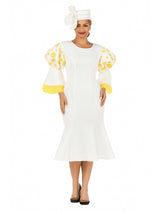 Puff Bell Slv Scuba Dress w/ Mermaid Sweep