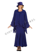 3pc Popcorn Hi-lo Jkt, Cami, Pleated Skirt Set