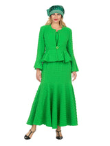 3pc Popcorn Peplum Jkt, Cami, Maxi Skirt Set-Plus