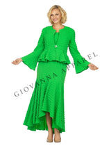 3pc Popcorn Peplum Jkt, Cami, Hi-Lo Skirt Set-Plus