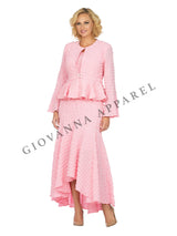 3pc Popcorn Peplum Jkt, Cami, Hi-Lo Skirt Set-Plus