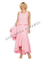 3pc Popcorn Peplum Jkt, Cami, Hi-Lo Skirt Set-Plus