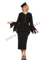 2pc Popcorn Peplum Jkt & Column Skirt Set - Plus Size