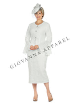 2pc Popcorn Peplum Jkt & Column Skirt Set - Plus Size