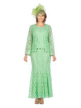 3pc Lux Lace Skirt Suit w/ Scallop Hems-Plus Size