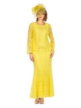 3pc Lux Lace Skirt Suit w/ Scallop Hems