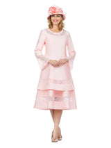 1pc Bell Slv 2-Tier Dress w/ Sheer Lace Trim-Plus