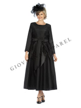 1pc Shantung A-line Simple Dress w/ Belt-Plus size