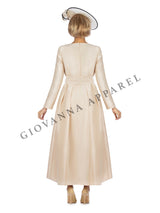 1pc Shantung A-line Simple Dress w/ Belt-Plus size