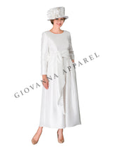 1pc Shantung A-line Simple Dress w/ Belt-Plus size