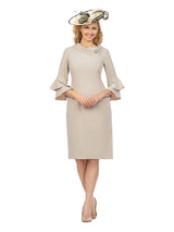 1pc Cowl Neck 3/4 Ruffled Sleeve Dress - Plus Size
