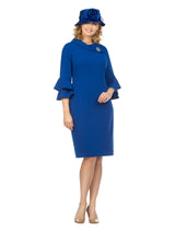 1pc Cowl Neck 3/4 Ruffled Sleeve Dress - Plus Size