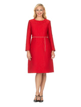 1pc Textured Brocade A-line Dress w/ Chain