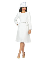 1pc Textured Brocade A-line Dress w/ Chain