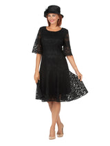 1pc Embroidery Lux Lace Pleated Flare Dress
