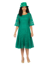 1pc Embroidery Lux Lace Pleated Flare Dress