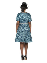Short Slv Brocade A-line Dress - Plus