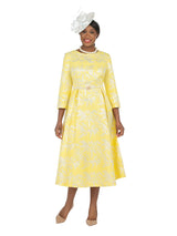 1pc Brocade Long Slv A-line Dress w/ Metallic - Pl