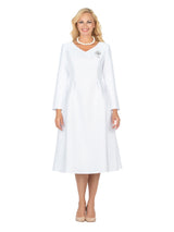 Timeless A-Line Dress with Jewel Brooch