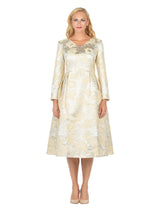 1pc Lux Brocade A-line Dress w/ Cape - Plus