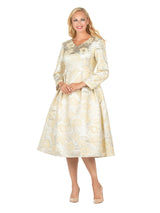 1pc Lux Brocade A-line Dress w/ Cape - Plus
