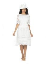 1pc Elbow Length Slv Lux Lace Shift Dress
