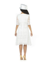 1pc Elbow Length Slv Lux Lace Shift Dress