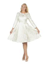 Cropped Slv Brocade A-line Dress - Plus