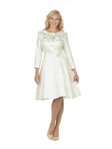 Cropped Slv Brocade A-line Dress - Plus