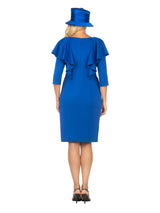 1pc 3/4 Slv Ruffled Shift Dress w/ Stones - Plus
