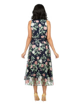 A-line Sleeveless Floral Lace Overlay Drs w/ Belt
