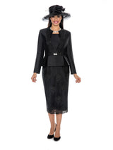 3pc Peplum Jkt Lace Overlay Skirt Suit