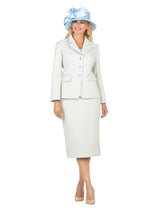 2pc Notch Collar Diamond Pattern Brocade Suit-Plus