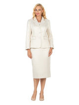 2pc Notch Collar Diamond Pattern Brocade Suit