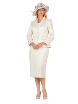 2pc Notch Collar Diamond Pattern Brocade Suit