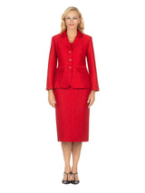 2pc Notch Collar Classic Brocade Skirt Suit-Plus