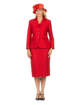 2pc Notch Collar Classic Brocade Skirt Suit-Plus