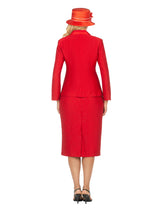 2pc Notch Collar Classic Brocade Skirt Suit-Plus