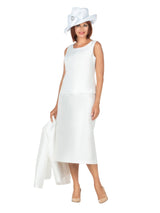 3pc Silky Twill Skirt Suit w/ Gathered Waist-Plus