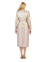 3pc Classic Brocade+Silky Twill Skirt Suit