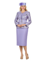 3pc Classic Brocade+Silky Twill Skirt Suit
