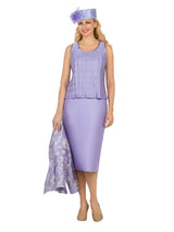 3pc Classic Brocade+Silky Twill Skirt Suit