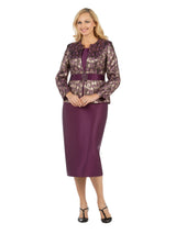 3pc Classic Brocade+Silky Twill Skirt Suit