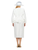 3pc Layered Peplum Silky Twill Skirt Suit