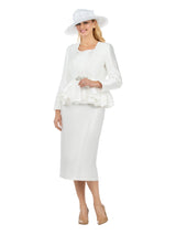 3pc Layered Peplum Silky Twill Skirt Suit